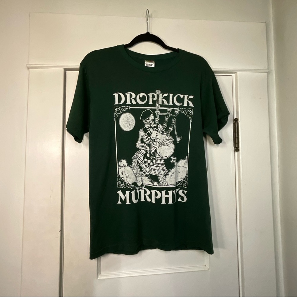 Vintage Dropkick Murphys Fields of Athenry Skeleton Piper Tee